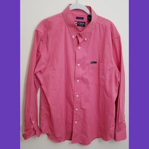 Chaps Red Button Up Long Sleeve Shirt - L